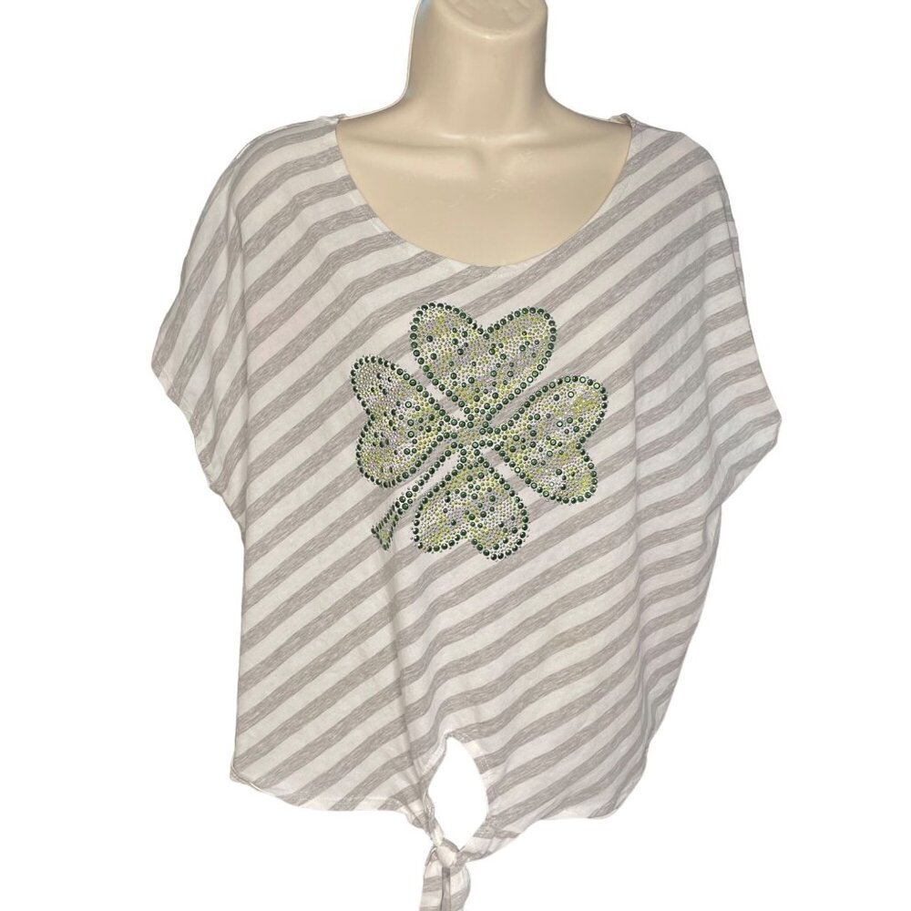 J Mode USA Womens Crop Top Irish Shamrock Blouse Plus Size 3X u